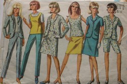 7019 SIMPLICITY 1967 PANTS 2 LENGTHS, JACKET, SKIRT, OVERBLOUSE PATTERN 14